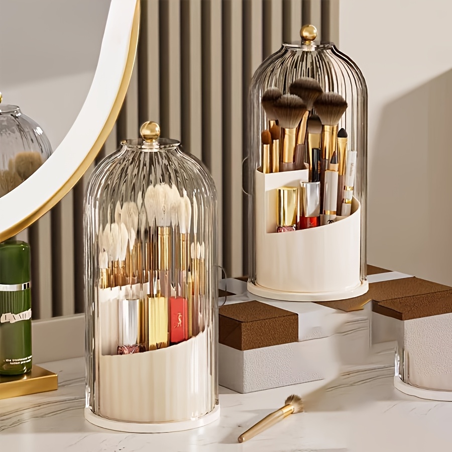 5点セット、360度回転式防塵美容収納ラック、透明な縦縞トッ - Beauty Without Makeup のレビューと価格