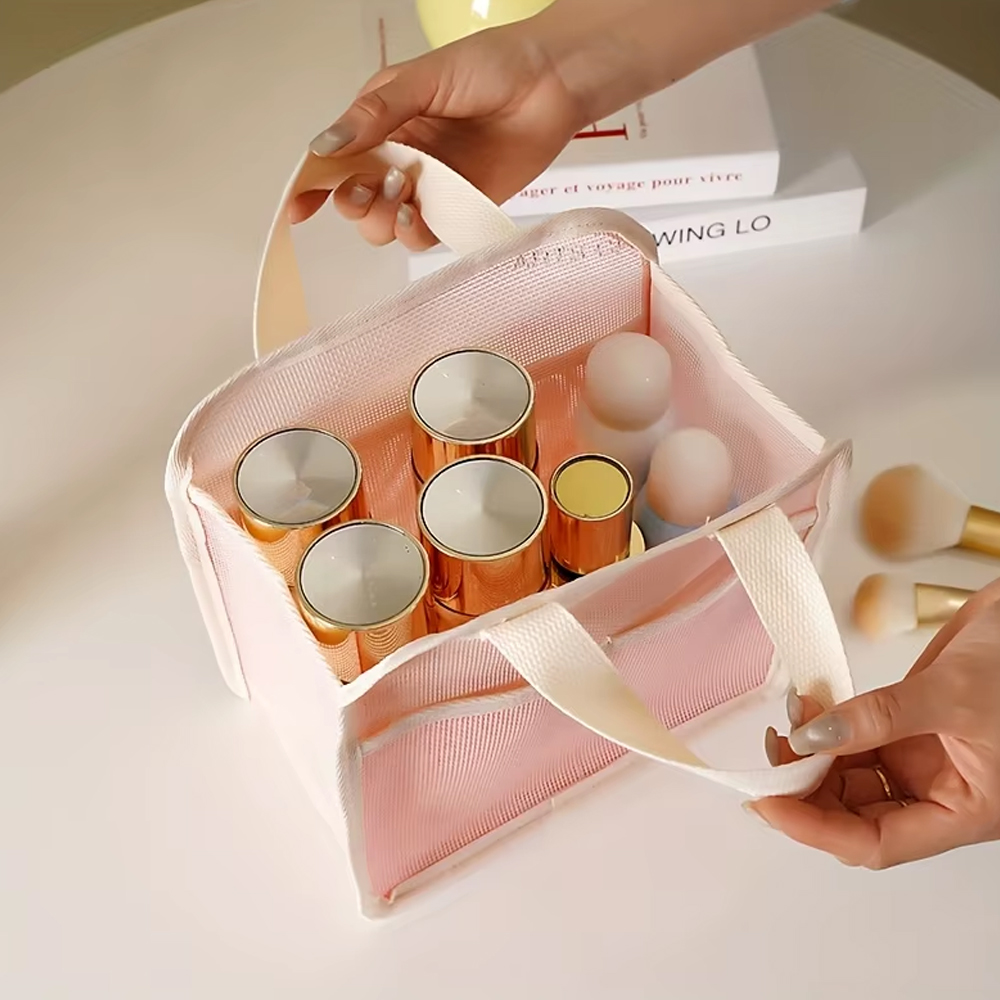インスタ映えする、新しいメイク収納バッグ。大容量で、メッシュ - Beauty Makeup Women のレビューと価格